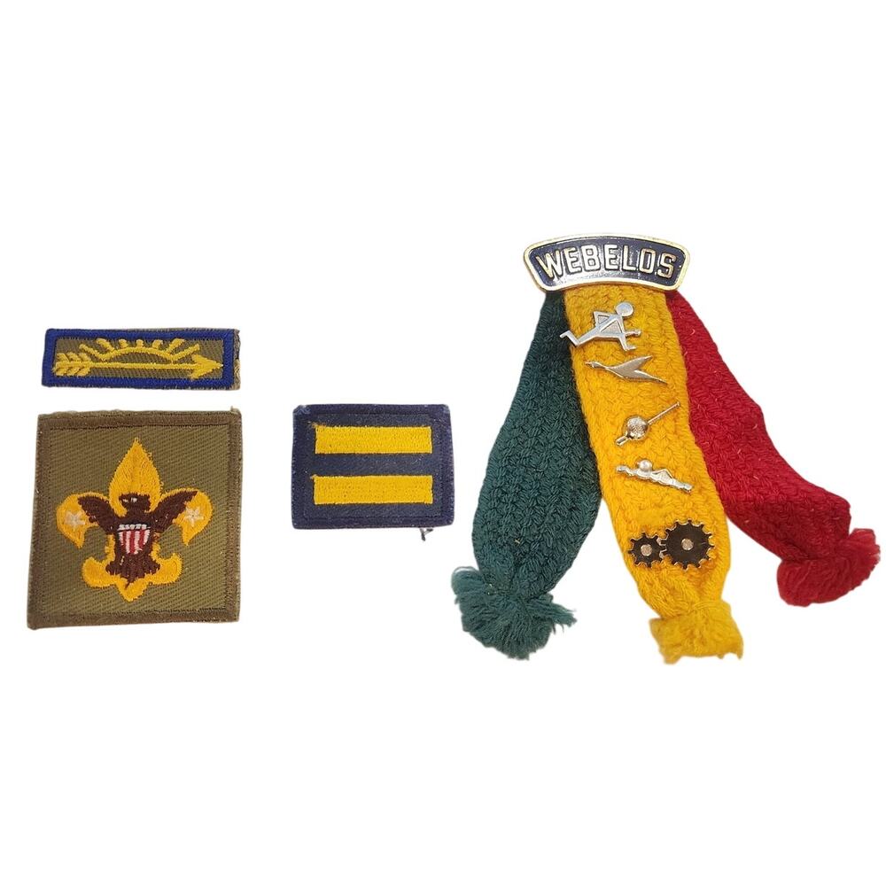 Vintage Boy Scouts of America BSA Patch Lot Webelos Ribbon Insignia Service Bars